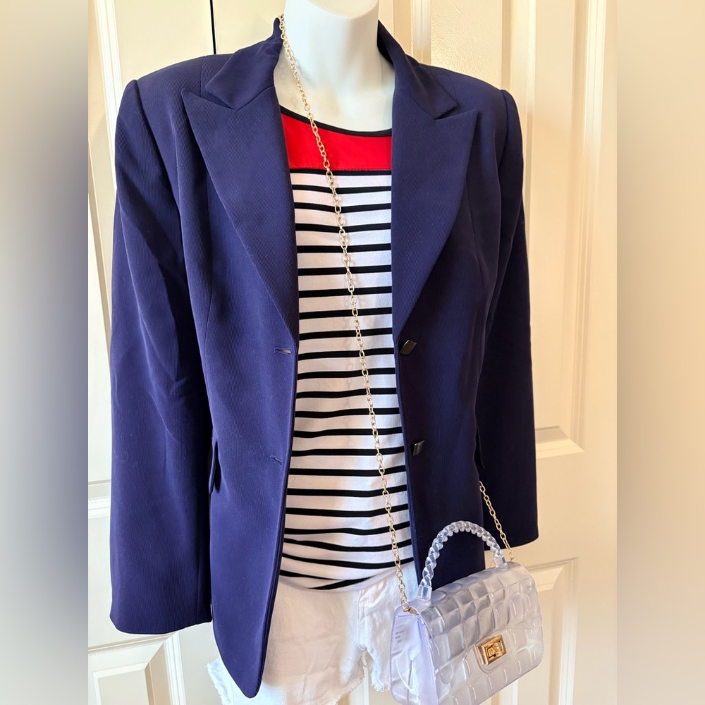 TAHARI, Navy Women's Blazer, 10p - Picture 3 of 7